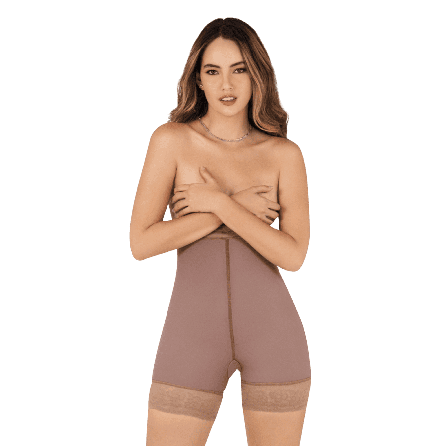 Strapless Brief Body with Silicon Lace, Ribs, and Bias Cut Butt